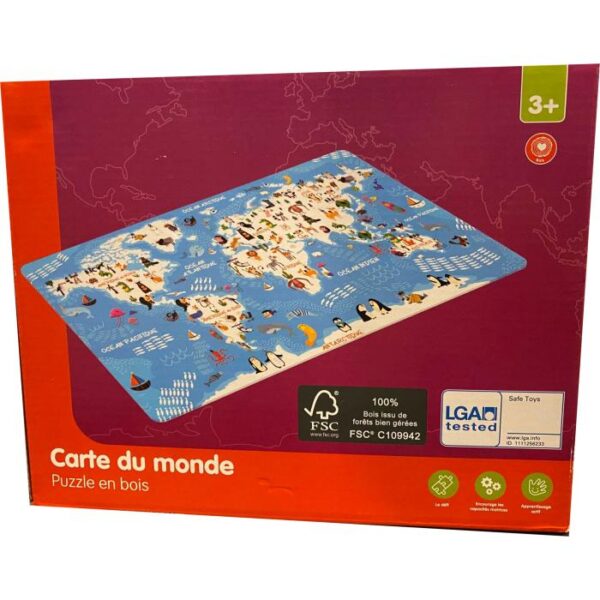 Puzzle 60 pièces en bois - Carte du monde - AHG Wachsmuth - Ludessimo ...