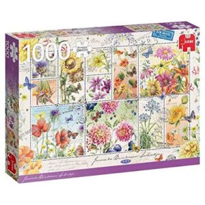 puzzle-1000-pieces-timbres-sur-les-fleurs-d-ete-jumbo-jeu-occasion-ludessimo-b-13-5192